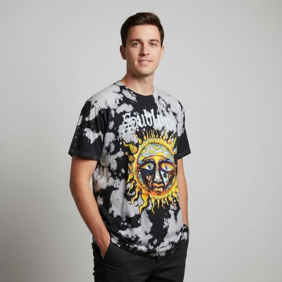 NWOT Sublime Black & White Acid Wash Short Sleeve Unisex Graphic Band Tee Shirt - Picture 2 of 9